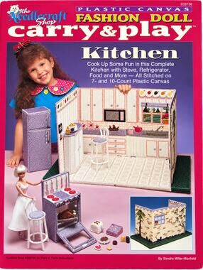 Barbie Doll Carry & Play Kitchen & Food Plastic Canvas Pattern Needlecraft Shop